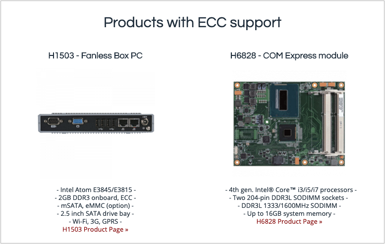 ECC Memory solves inevitable bit errors in RAM - Products with ECC support